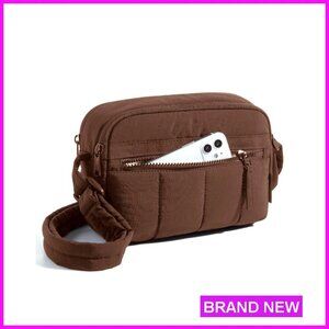 Mini Crossbody Bag RFID Blocking Puffy Nylon Travel Purse Adjustable Strap
